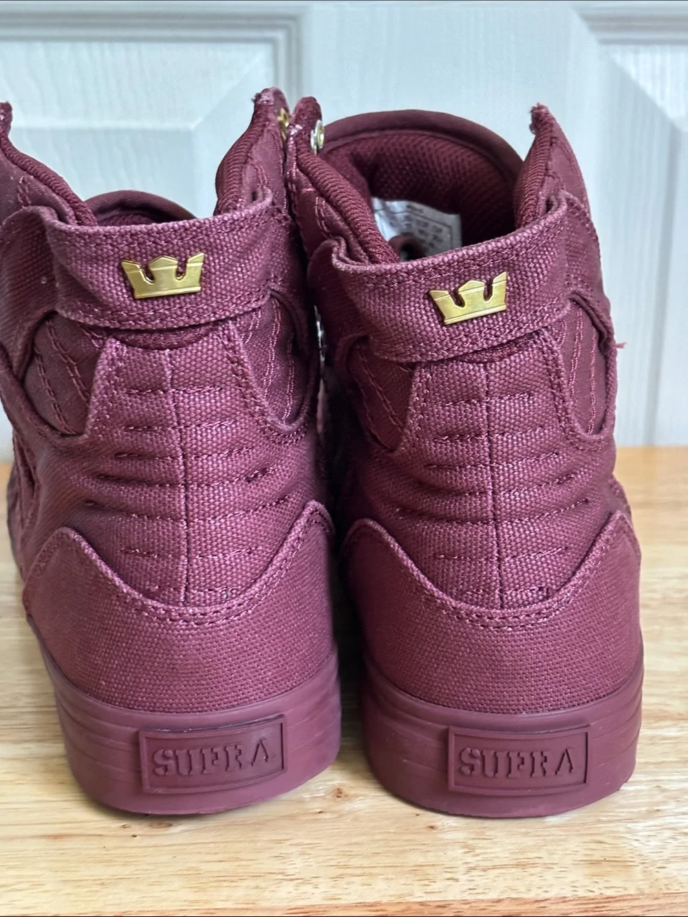 SUPRA Skytop size 6.5 Burgundy High-Top Canvas Sneakers Muska 001 Gold Hardware